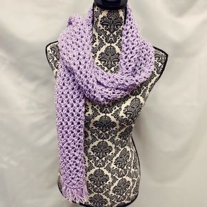 Handmade hand knit scarf - lilac